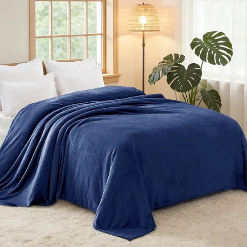 Miniatura 4 de Exclusivo Mezcla Manta de vellón para sofá, cama, súper suave y cálida, para uso en todas las estaciones, acogedora, afelpada, ligera, 90 x 104 Azul