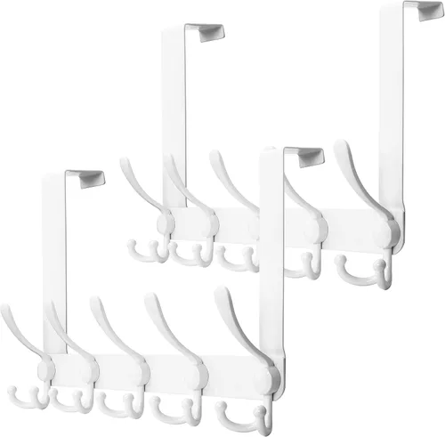 Miniatura 14 de SKOLOO Gancho sobre la puerta - para puertas de hasta 1-3/4' de espesor, colgador de puerta de metal con 5 ganchos triples, colgador sobre la puerta