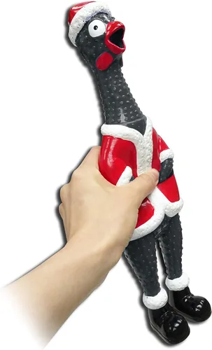 Miniatura 2 de Squeeze Me Christmas Chicken - Divertido juguete de pollo de goma que grita para niños, juguete chirriante El relleno perfecto para niños y adultos