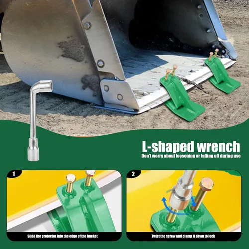 Miniatura 5 de Protector de Cubo de Tractor (Versión Mejorada), 2 Piezas Protector de Borde de Esquí, Protector de Patín Domador de Césped con Tuercas y Pernos