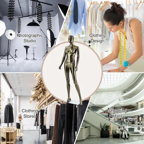 Miniatura 7 de Maniquí femenino de cuerpo completo Bronce- Forma de vestido ajustable Maniquí de exhibición de la ropa Forma de plástico Maniequins desmontable
