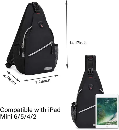 Miniatura 3 de MOSISO Mochila Mini de Bandolera, Pequeña Mochila de Senderismo, Mochila de Viaje, Mochila Casual para Deportes al Aire Libre, Negra Negro