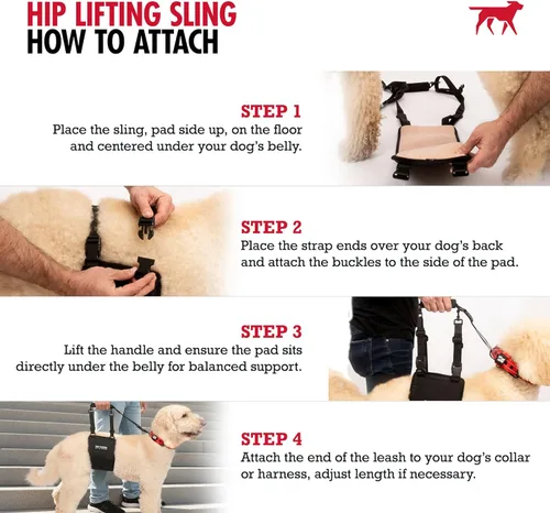 Miniatura 7 de Tuff Pupper Arnés de cadera para perros Soporte de elevación trasera para perros mayores y lesionados Ayuda de movilidad ajustable Mango