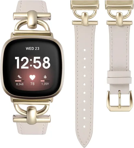 Miniatura 14 de Wearlizer Correa de cuero compatible con Fitbit Versa 3/4 Sense 2, correa de cuero elegante con hebilla de metal en forma de D para reloj