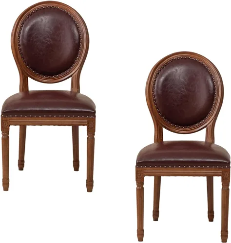 Miniatura 10 de Sillas de comedor de madera para casa de campo, sillas de cocina estilo país francés, silla vintage para sala de estar con respaldo redondo, silla