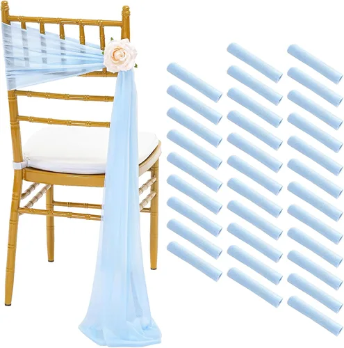 Miniatura 8 de Fanqisi 16 cintas para sillas con cintas de 8 pies de largo, cortinas de tela suave para decoración de bodas, iglesias, sillas, pasillos