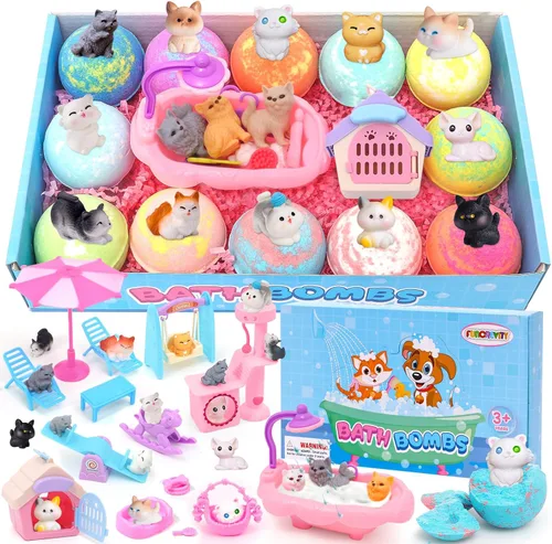 Bombas de baño para niños con sorpresa en el interior, bombas de baño con juguetes para niños y niñas, bolas gaseosas hechas a mano, juego de regalo