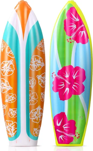 JellyArch 4 tablas inflables de surf de 36 pulgadas para piscina, flotadores de Luau hawaianos para fiestas, flores tropicales, tabla de surf