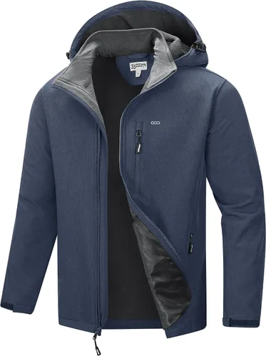 Miniatura 10 de 33,000ft Chaqueta Softshell para hombre con capucha, forro polar, ligera, impermeable, para senderismo