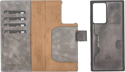 Miniatura 100 de Venito Florence - Funda de piel compatible con Samsung Galaxy S9, extra segura con bloqueo RFID, cartera desmontable para teléfono (gris decolorado)