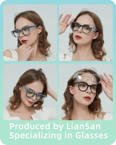 Miniatura 6 de LianSan Gafas de seguridad sobre anteojos para mujer, gafas antivaho que se ajustan sobre las gafas para certificación ANSI Z87.1 Azul