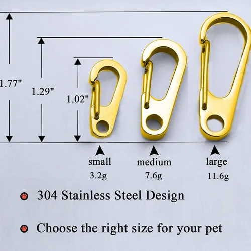 Miniatura 3 de Clips para placa de identificación para perro, paquete de 2 unidades, clip rápido de acero inoxidable 304 de varios tamaños con anillos/soporte