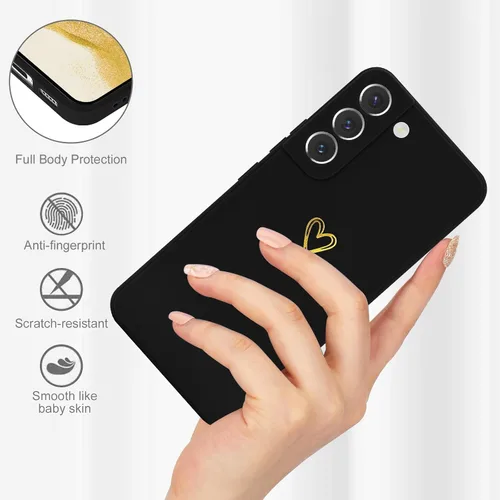 Miniatura 3 de Wirvyuer Funda para Samsung Galaxy S22, bonita funda delgada a prueba de golpes con soporte de carga inalámbrica y protección, color negro