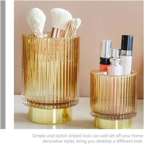 Miniatura 6 de Thickened Amber Glass Makeup Brush Holder Large Pen and Cosmetic Organizer for Vanity Desktop Storage