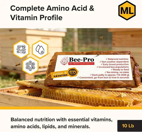 Miniatura 4 de Mann Lake Bee-Pro Patties, Mejoradas con Ayuda Digestiva Pro Health, Impulsa la Producción de Crías, Sustituto Proteico de Polen, 10 Libras