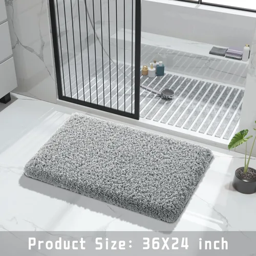 Miniatura 33 de Yimobra Alfombra de baño de felpa esponjosa, súper lanuda suave, cómoda, antideslizante, absorbente de agua, alfombra de baño de microfibra que se