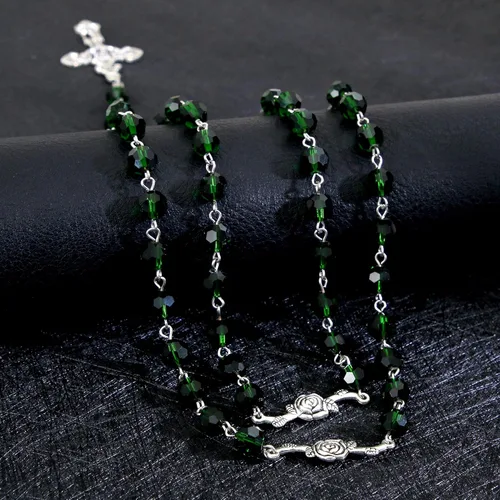 Miniatura 16 de KOMI Rosario de cuentas católicas para mujer, collar de cuentas de rosario con cruz de crucifijo, perlas de cristal, rosario, rosarios, católicos