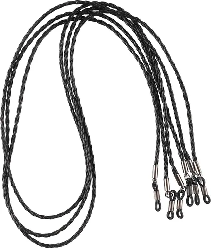 Avitron HANGIT - Elegante gafas, correa para lentes de sol, cadena trenzada, banda deportiva, color negro, paquete de 3 unidades, piel sintética