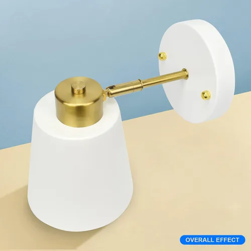 Miniatura 8 de Apliques de pared enchufables, lámpara de pared blanca de ángulo giratorio con cable de enchufe, luz de lectura industrial vintage de metal