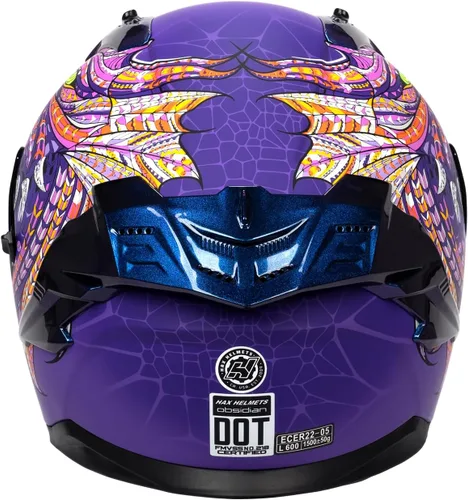 Miniatura 7 de HAX Obsidian Pro Full Face Dual Visor Adult Motorcycle Helmet for Motorbike Street Bike with Pinlock Ready DOT Approved Obsidian Pro Slayer Púrpura