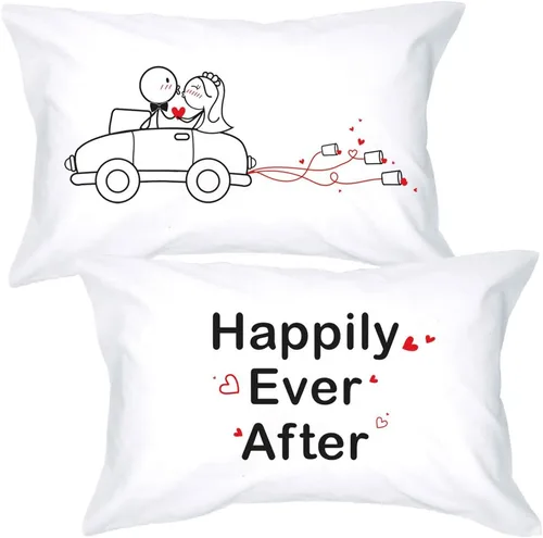 BoldLoft Fundas de almohada Happy Ever After para parejas, regalos de boda para novia y novio, despedida de soltera, recién casados, luna de miel,