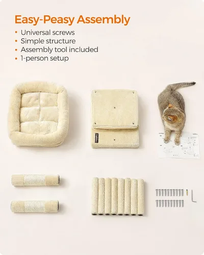 Miniatura 5 de Feandrea Árbol para gatos, torre para gatos de 26.4 pulgadas, condominio de felpa para gatitos de hasta 7 libras, percha grande, 2 cuevas, poste