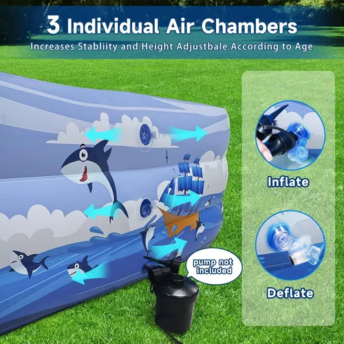Miniatura 3 de Piscina inflable para niños y adultos, 102 x 63 x 22 pulgadas, piscinas inflables familiares de tamaño completo para niños, piscina gruesa