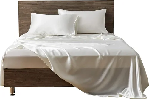 Miniatura 38 de Juego de sábanas de satén de seda de 4 piezas Sábana bajera Sábana encimera Funda de almohada Calidad de hotel sedoso suave y lujoso