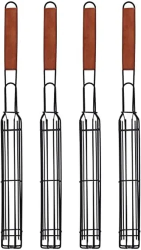 Farberware 5290494 BBQ Shish Kabob - Cestas para asar, color negro y madera