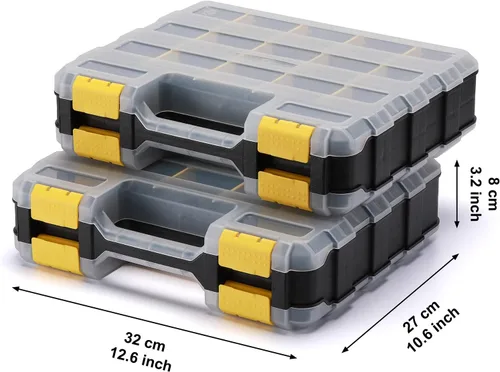 Miniatura 7 de EMENTOL Organizador de herramientas de doble cara con separadores de plástico personalizables/extraíbles, caja de almacenamiento para tornillos