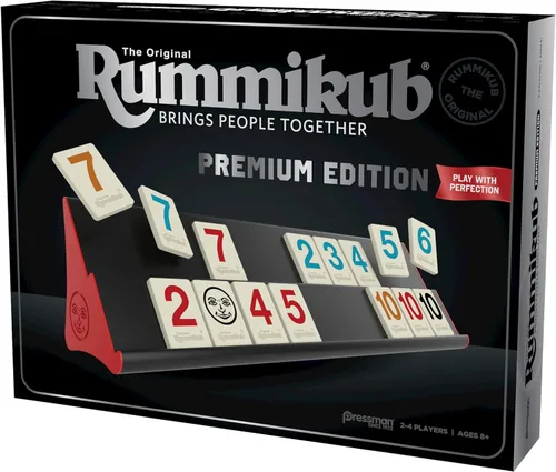 Miniatura 6 de Rummikub Edición Premium de Pressman - Incluye estantes - Azulejos grandes con números grabados y una bolsa de almacenamiento para la experiencia