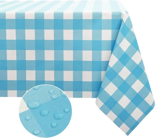 Miniatura 30 de Obstal Mantel 100% impermeable de PVC, mantel rectangular de vinilo a prueba de aceite y derrames, cubierta de mesa lavable para uso en exteriores e