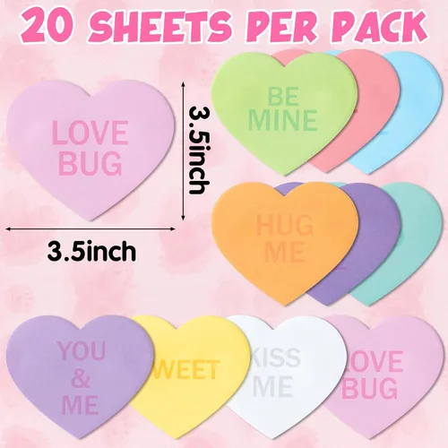 Miniatura 2 de TICIAGA 30 unidades de notas adhesivas de corazón de amor, conversación romántica, notas autoadhesivas, mini blocs de notas inspiradoras