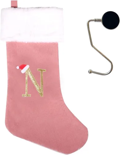 Miniatura 39 de Medias de Navidad de 20 pulgadas con monograma, letras, medias súper suaves grandes de Navidad, medias de monograma rojo para Navidad, regalo