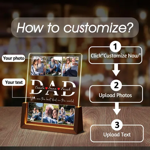 Miniatura 3 de Regalos de cumpleaños personalizados para el día del padre, para papá, de hija, hijo, esposa, marco de fotos con placa acrílica personalizada