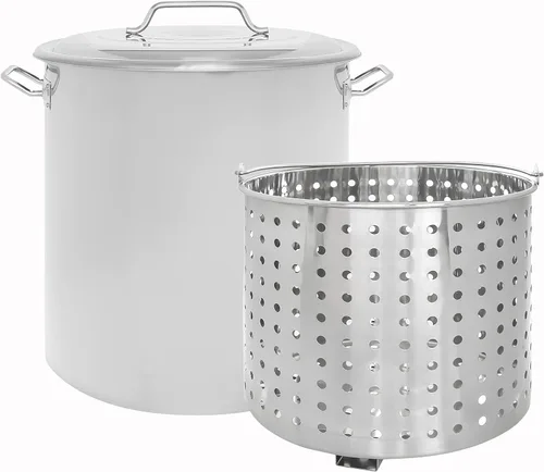 Miniatura 10 de CONCORD Olla de acero inoxidable con cesta de vapor. Utensilios de cocina ideales para hervir y cocinar al vapor (120 cuartos de galón)
