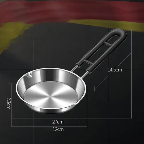 Miniatura 7 de RSBFER Mini sartén antiadherente para huevos, sartén de acero inoxidable 304, sartén de cocina para tortilla, bistec, panqueques, 4.7 in