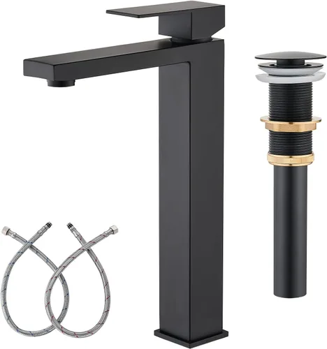 Miniatura 12 de AVSIILE llave de baño dorada cepillada, llave de baño dorada de un solo agujero, llave moderna de una sola manija de acero inoxidable para fregadero
