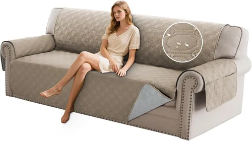Miniatura 28 de PrinceDeco Funda para Silla y Sofá Impermeable Funda de Sillón Sofá Antideslizante Funda de Sofá Protector de Muebles con Correas Elásticas