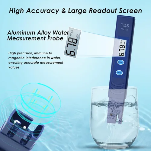 Miniatura 4 de Probador de agua TDS, probador de agua potable, medidor de 0-9990 PPM, medidor de calidad de agua, probador de agua portátil para agua potable