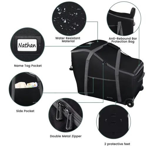 Miniatura 5 de Bolsa de viaje para asiento de coche infantil SCTEL Compatible con Doona, asiento de coche y base, Chicco Keyfit 35 y base, bolsa de viaje Doona