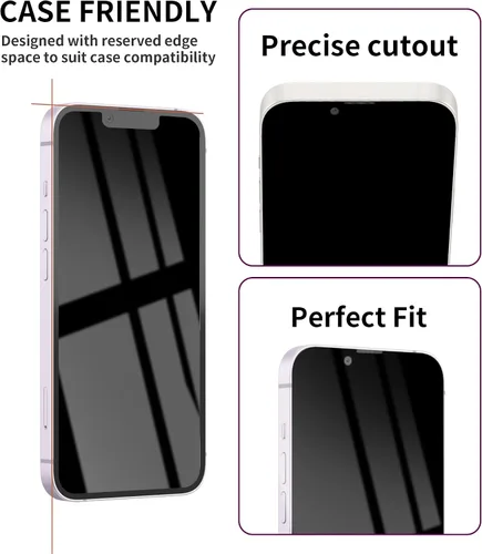 Miniatura 5 de Paquete de 3 protectores de pantalla de privacidad para iPhone 17 Pro Max, vidrio templado de 6.9 pulgadas, protección ocular antiespía, cobertura