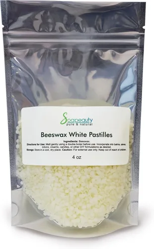 Soapeauty Pastillas de cera de abeja blanca | 100% natural de grado cosmético de cera de abeja para bálsamo labial, cuidado de la piel, cuidado del