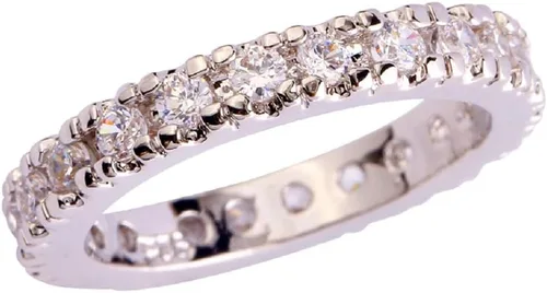 Miniatura 35 de Narica Anillo de 21 piedras chapadas en plata, apilables, corte redondo, zafiro azul, circonita cúbica, relleno de circonita cúbica, halo