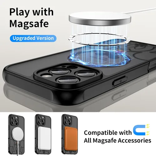 Miniatura 4 de Funda para iPhone 16 Pro Max [Compatible con MagSafe], diseño bonito, magnético, negro translúcido, mate, con borde de TPU suave y parte trasera