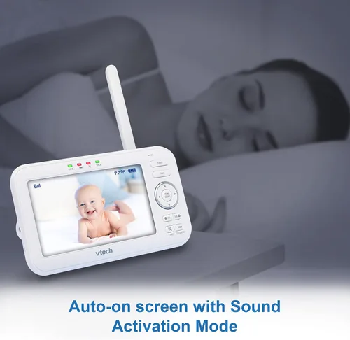 Miniatura 8 de VTech VM5463-2 Monitor de bebé con pantalla de 5 pulgadas y 2 cámaras, inclinación panorámica con zoom, luz nocturna, proyector de luz en el techo
