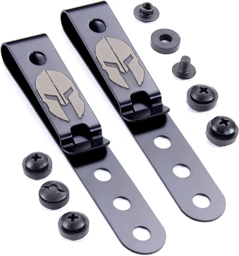 Miniatura 14 de HolsterSmith - Clip universal de metal para cinturón para hacer fundas, modelo 5, (3 agujeros), color negro táctico