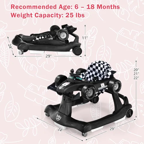 Miniatura 8 de BABY JOY Andador de bebé 4 en 1, Andador de actividad plegable con altura y velocidad ajustables, música, luces, antivuelco, andador de empuje