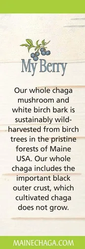 Miniatura 5 de My Berry Maine Chaga - Extracto líquido de corteza de hongo y abedul 2 onzas Cosechado silvestre y doble extracción Chaga cultivada en Estados