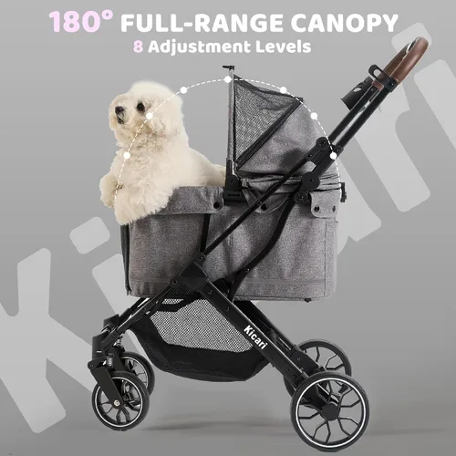 Miniatura 5 de Cochecito todo terreno para perros pequeños a medianos, cochecito para mascotas para perros y gatos, paseos al aire libre, fácil plegado con una